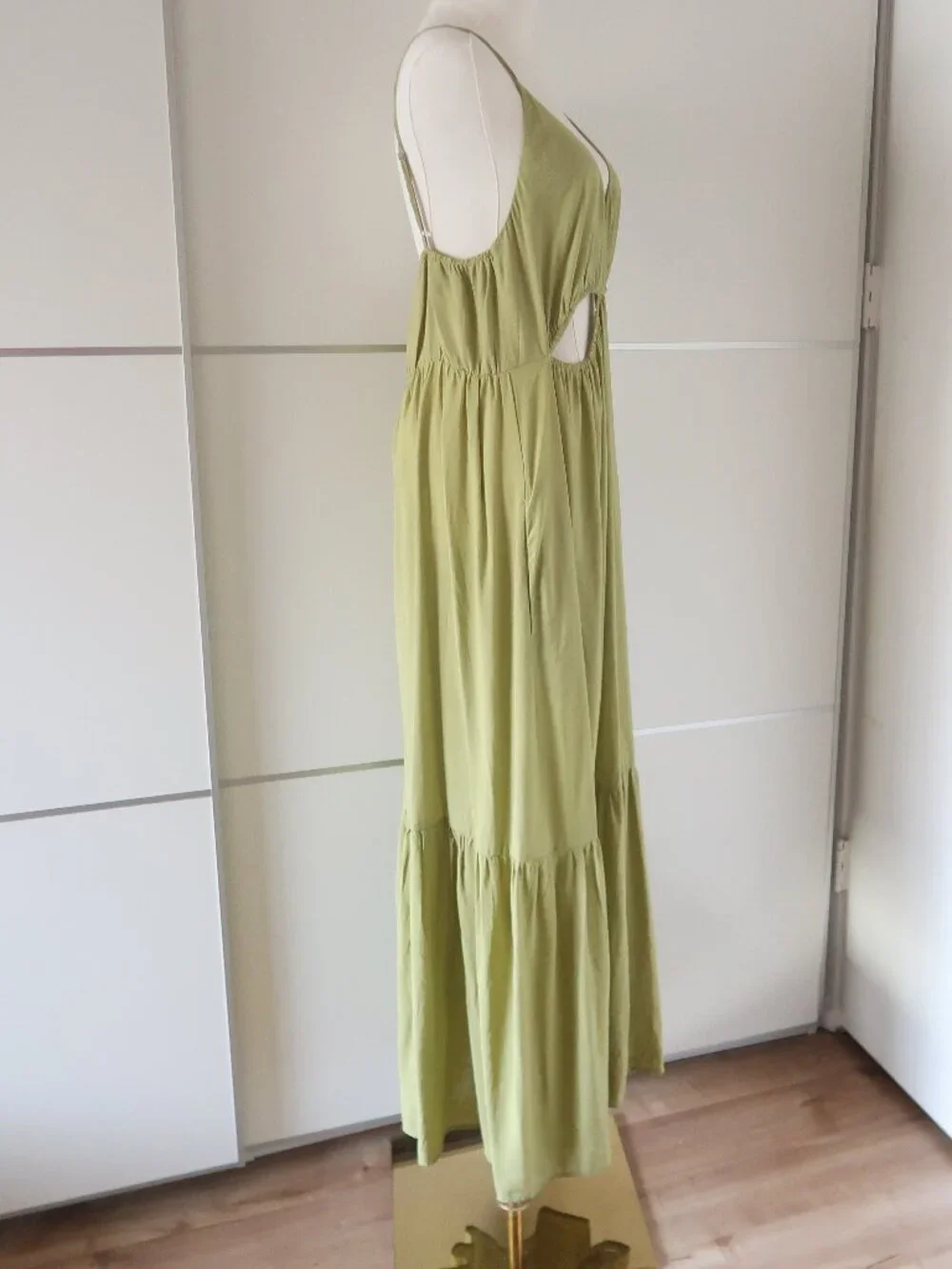Abercrombie & Fitch Olive Green Cutout Maxi Dress Boho Resort Sleeveless L